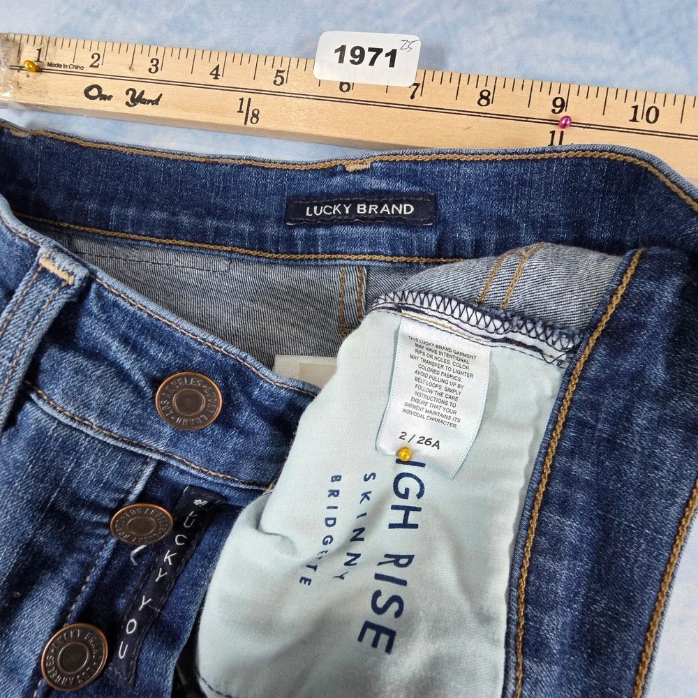 Lucky Brand Bridgette Skinny Jeans Womens 2/26 High Rise‎ Button Fly Blue Denim